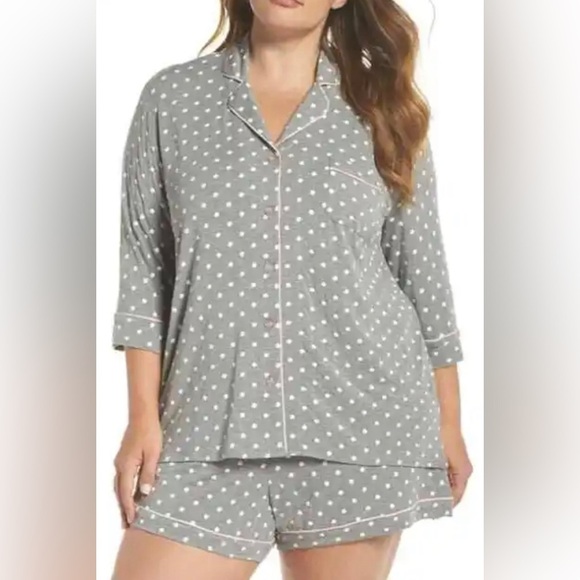 Pj SALVAGE Modal Three-Quarter Sleeve Short Grey Polka Dot Pajamas Plus Size 3X - Picture 1 of 6